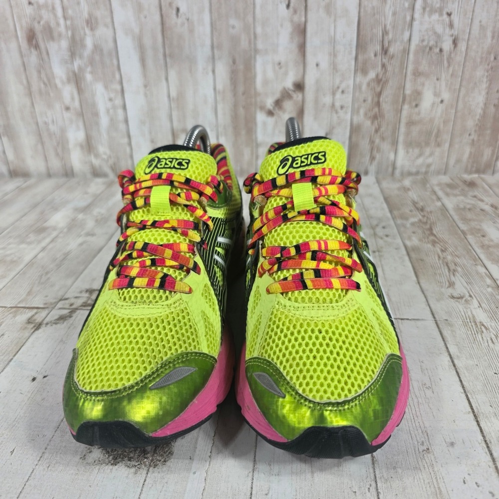 ASICS Gel Noosa Tri 9 Neon Yellow Pink Green Running Shoes T480N Womens 8.5 - Picture 2 of 8